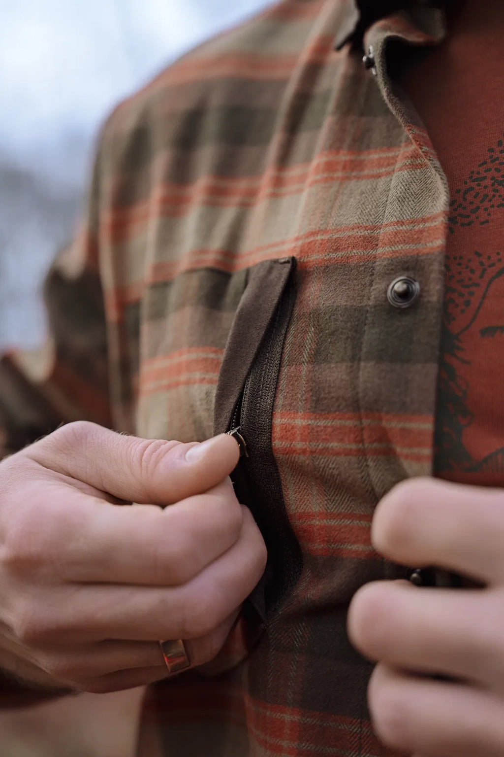 Aivak L/S shirt - Autumn orange check