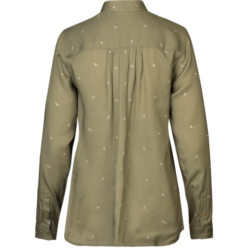 Abigail L/S shirt Women - Dust green/Flying ducks
