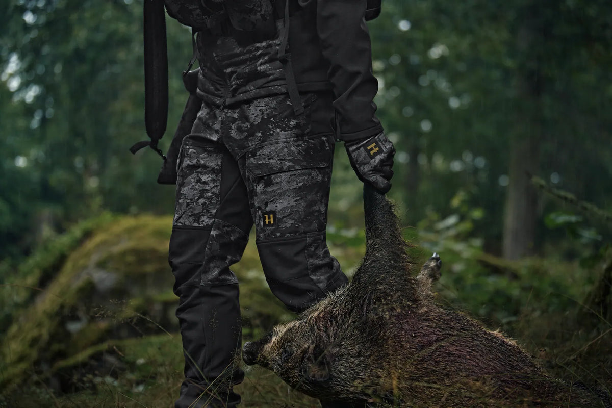 Härkila NOCTYX camo silent trousers - AXIS MSP®Black/Black