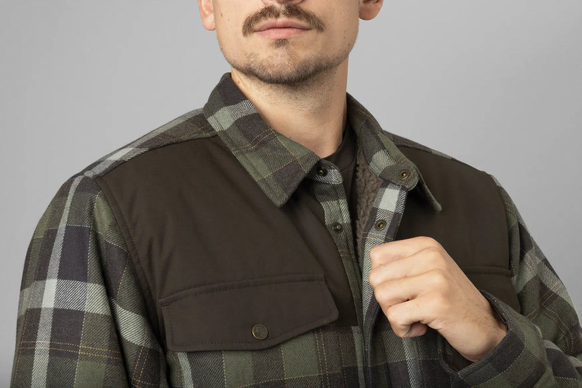 Asmund Insulated wool shirt jacket - Willow green/Phantom