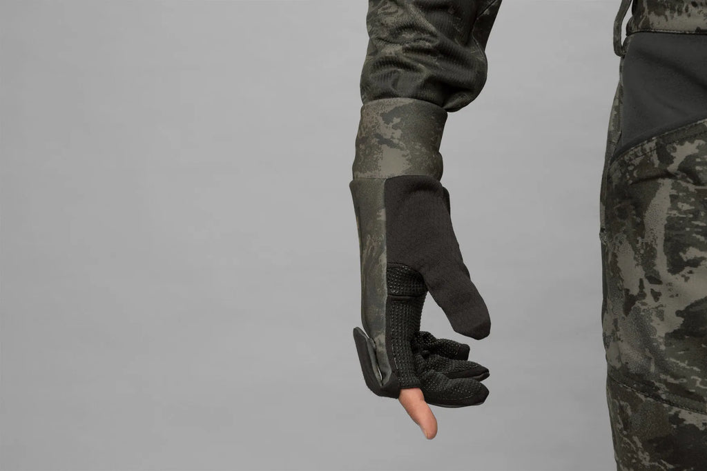 Härkila NOCTYX camo fleece glove w/foldback finger - AXIS MSP®Black
