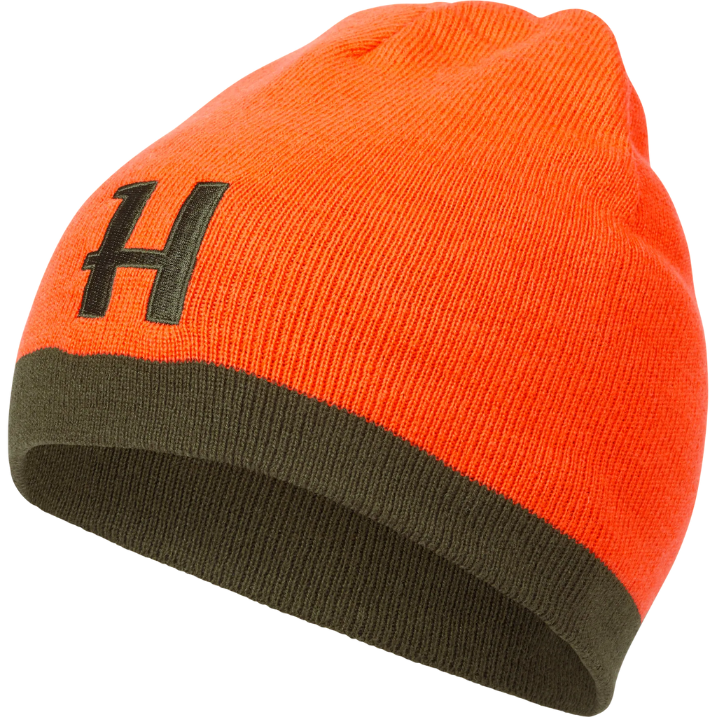 Härkila reversible beanie - Willow green/Orange