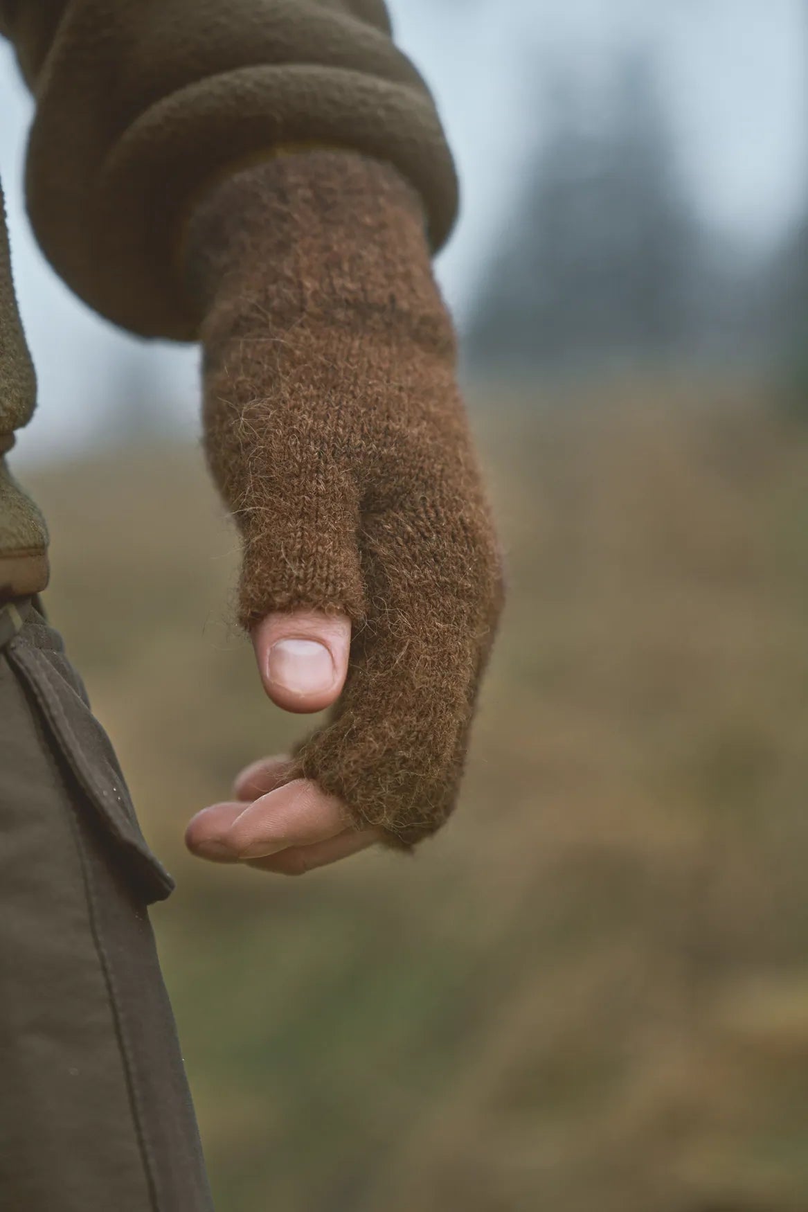 Alpacka half finger gloves - Pinecone brown