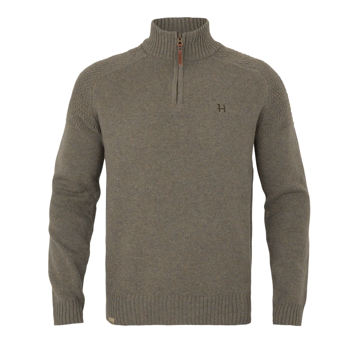 Vincent merino half zip pullover - Dark sand