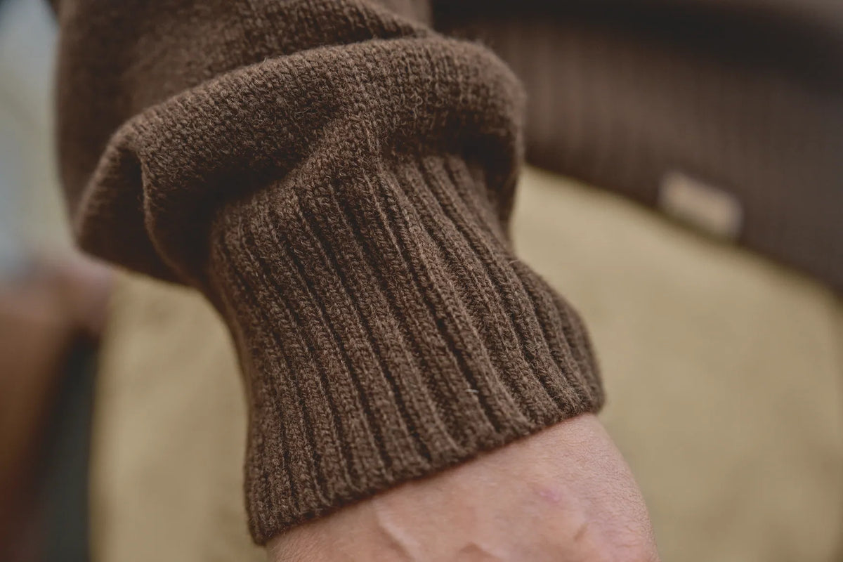 Vincent merino half zip pullover - Demitasse brown