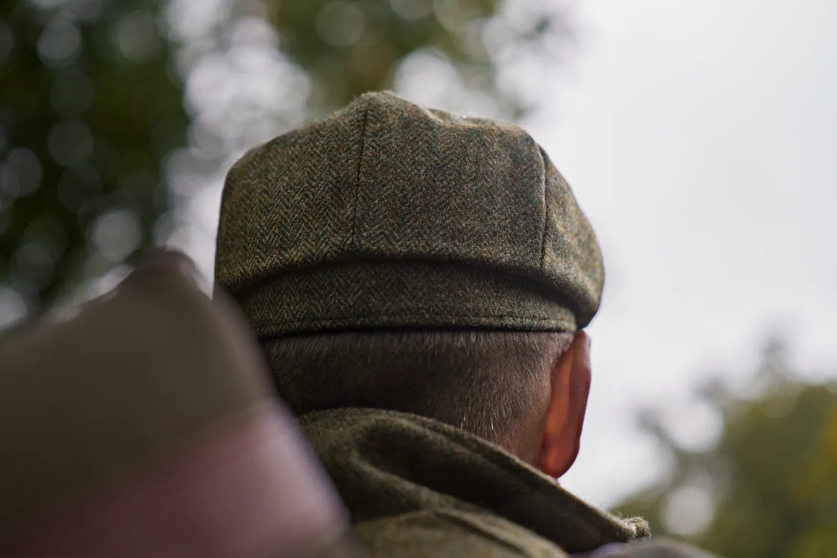 Kenmore Cl. baker boy cap - Forest green/Herringbone