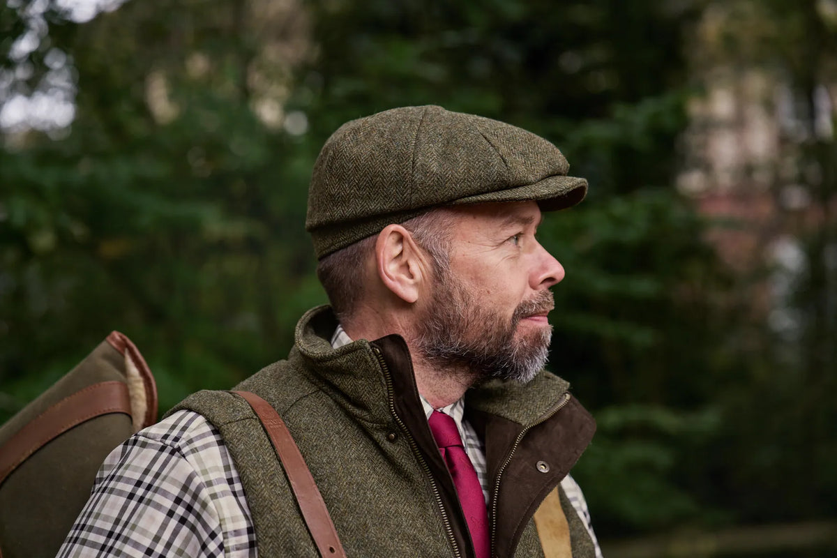 Kenmore Cl. baker boy cap - Forest green/Herringbone