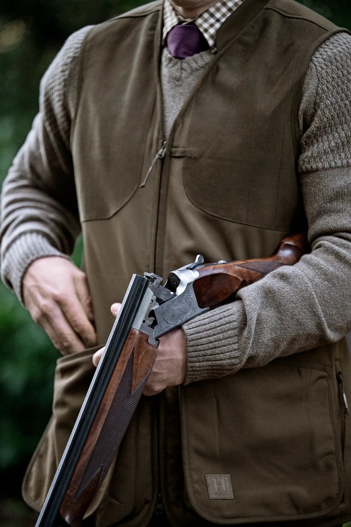 Skye shooting waistcoat - Willow green/Shadow brown