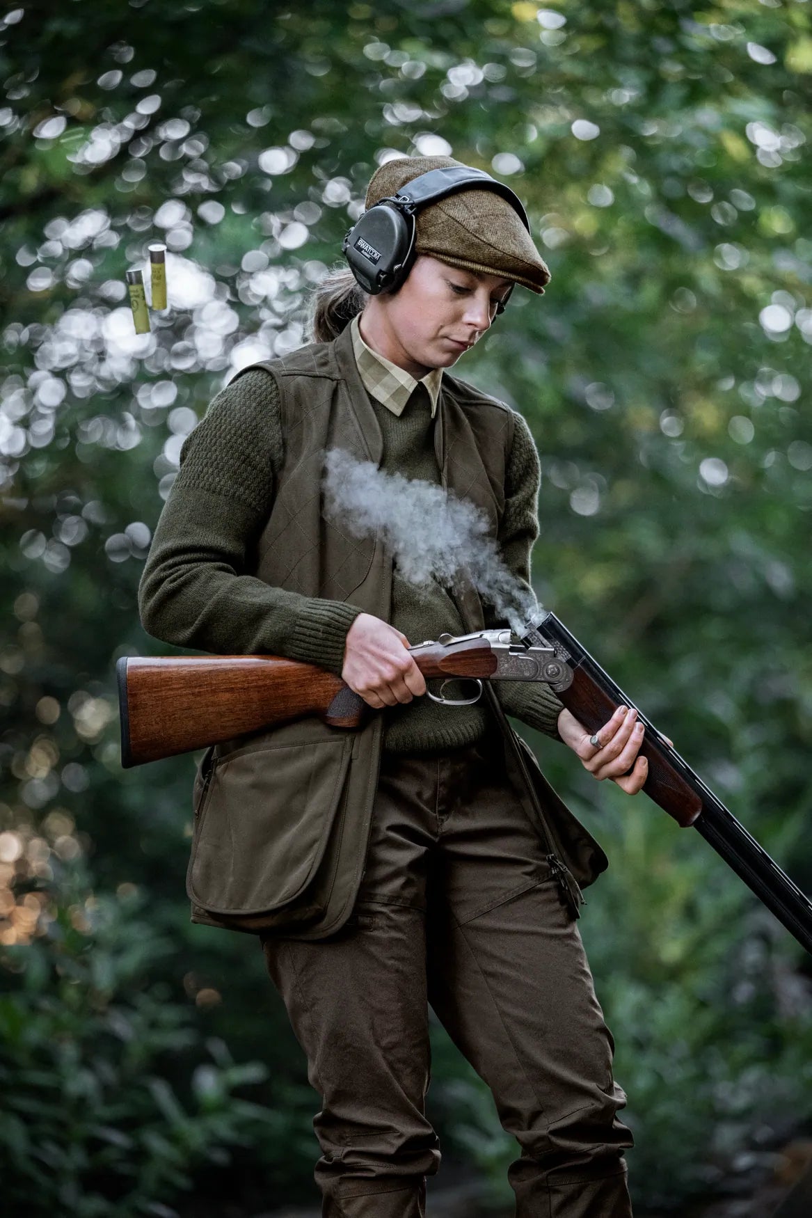 Skye shooting waistcoat W - Willow green/Shadow brown