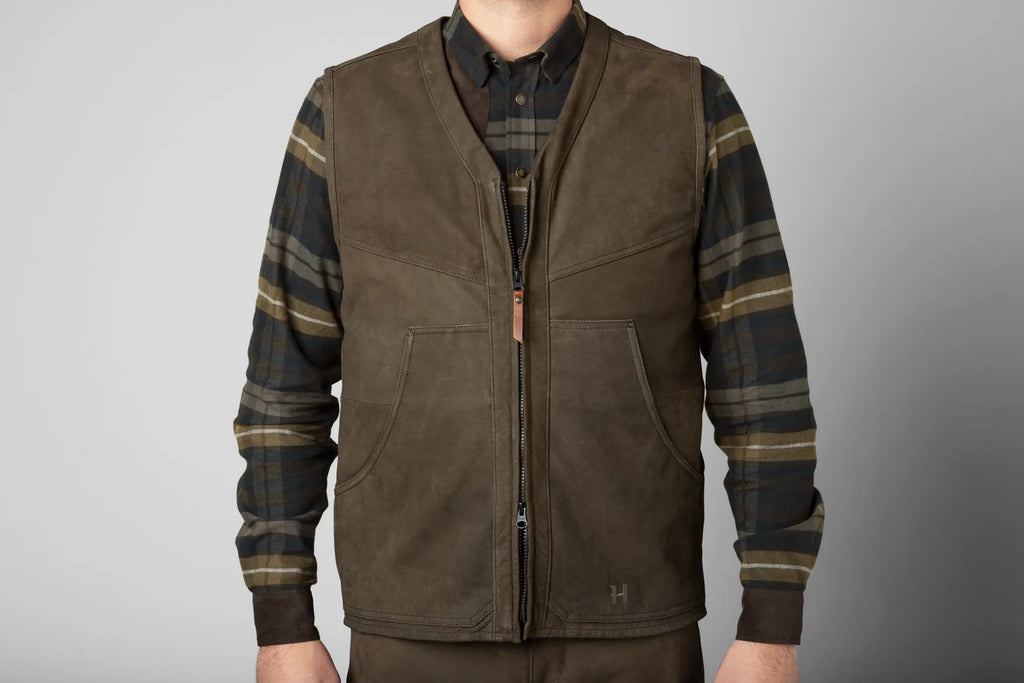 Pro Hunter leather waistcoat - Willow green
