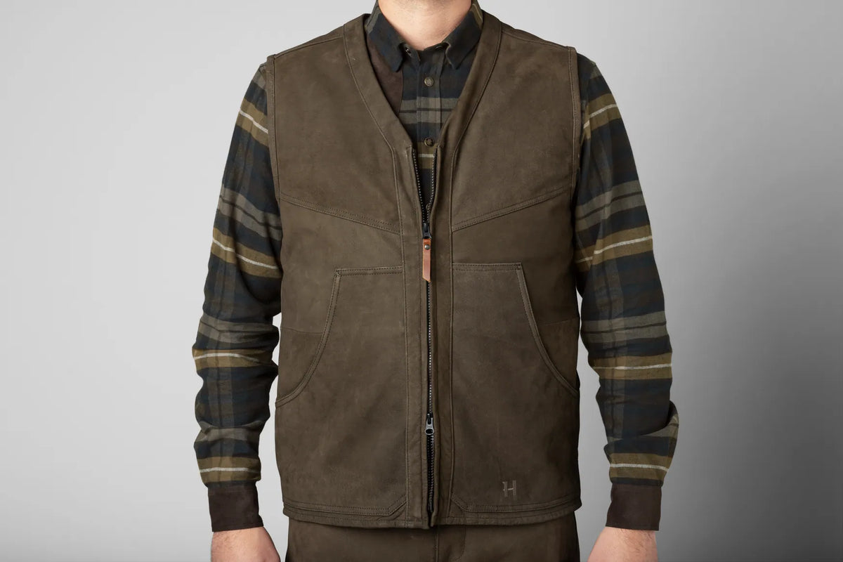 Pro Hunter leather waistcoat - Willow green