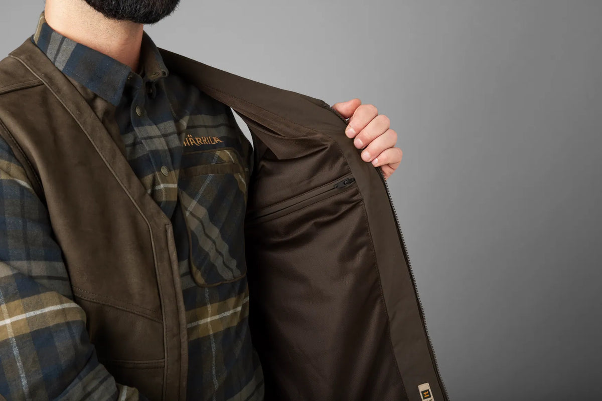 Pro Hunter leather waistcoat - Willow green