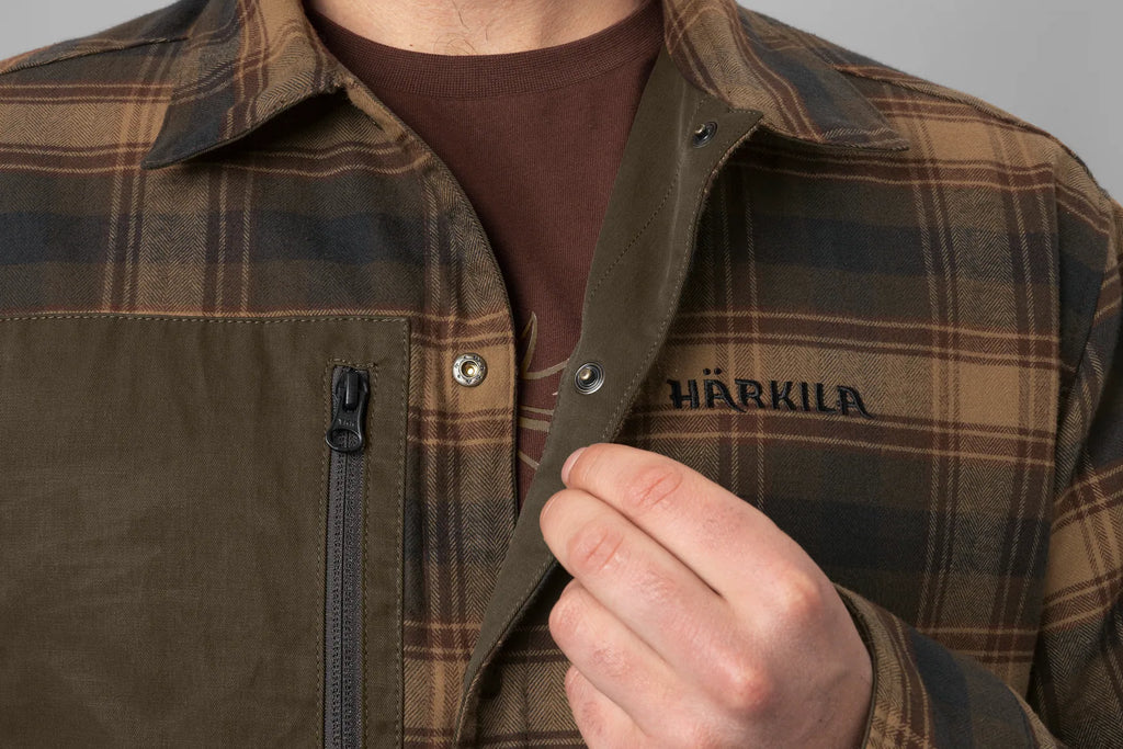 Eirik reversible shirt jacket - Dark warm olive/Burgundy