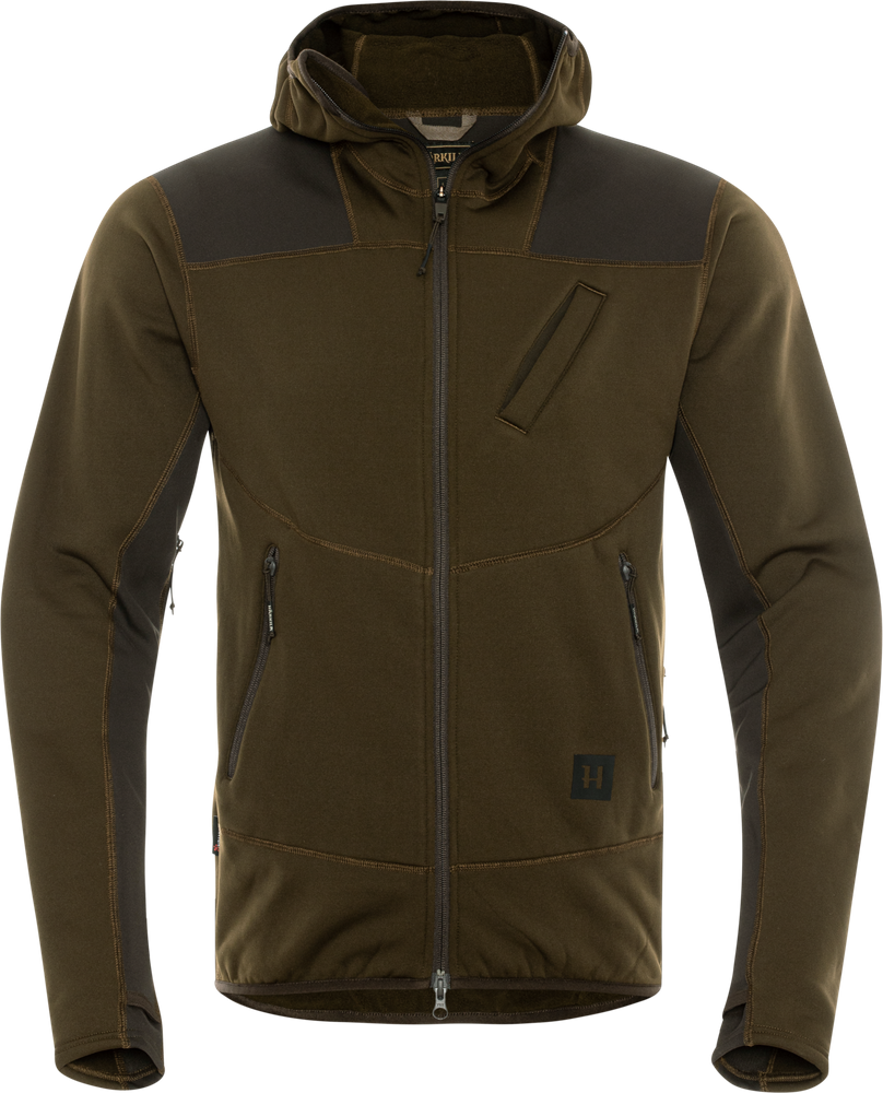 Deer Stalker fleece hoodie - Willow green/Shadow brown