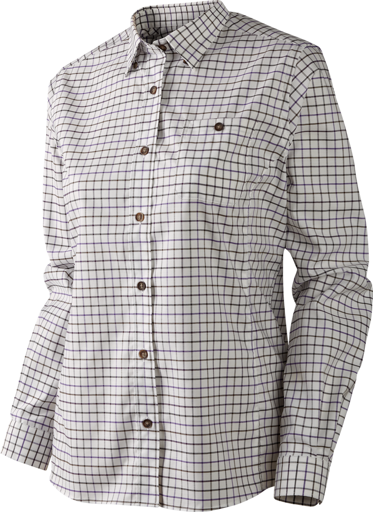 Lancaster Lady L/S shirt Blackberry Check - Blackberry check